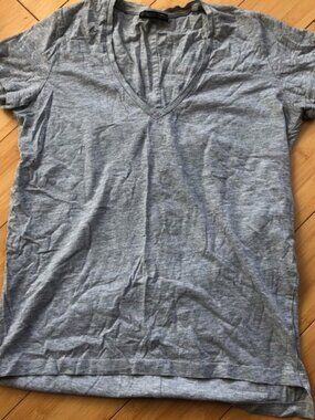 Zara T Shirt Cotton Gray V Neck Short Sleeve Size Small Excellent Condition